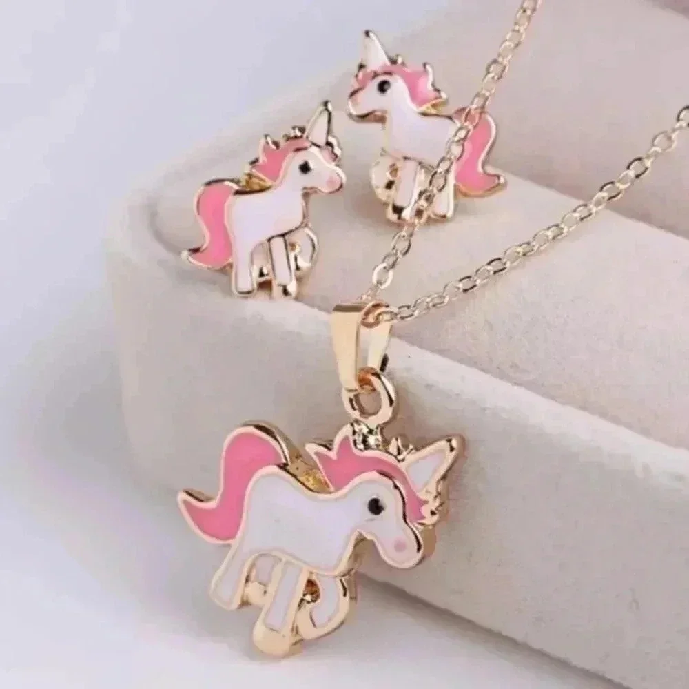Unicorn Necklace & Earring Set NWT